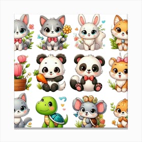 Cute Animals Set 1 Canvas Print