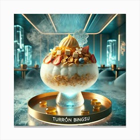 A Futuristic Dessert Called Turrón Bingsu, Elegant Canvas Print