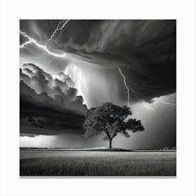 Lightning Over A Tree 3 Canvas Print