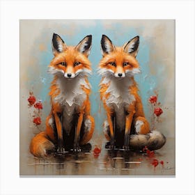 Couple of foxes Canvas Print