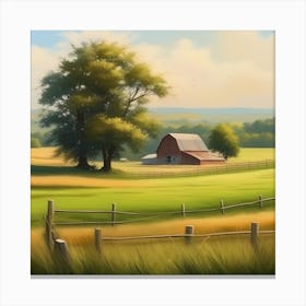 Peaceful Farm Meadow Landscape (10) Canvas Print