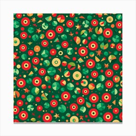 Christmas like Pattern, A Pattern Featuring Abstract Geometric Shapes With Lines Green And Red Colors, Flat Art, 117 Canvas Print