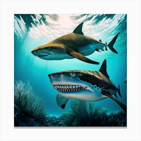 Sharks In The Ocean 3 Canvas Print