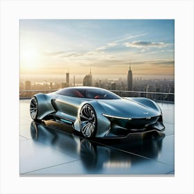 Futuristic Electric Car Sleek Aerodynamic Shape Refers To Sustainable Mobility Solar Panel Roof I 1 Canvas Print