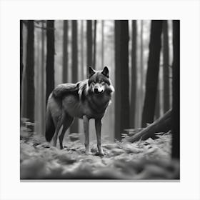 Wolf In The Woods 28 Canvas Print