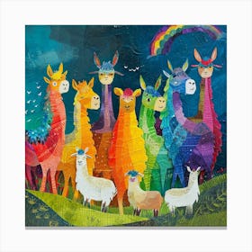 Rainbow Alpaca Kitsch Collage 1 Canvas Print