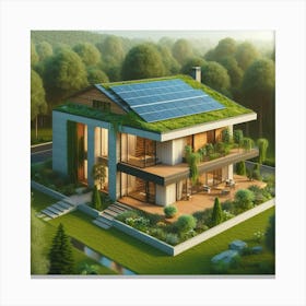 Green House With Solar Panels Canvas Print