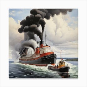 Leonardo Diffusion Xl A Tug Boat Pulling A Giant Steam Vessel 1 Canvas Print