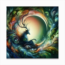 Deer In The Moonlight Canvas Print