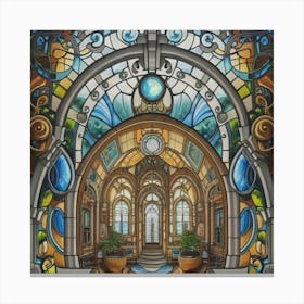 A wonderful artistic painting on stained glass 4 Canvas Print
