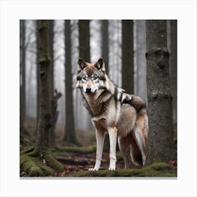 Wolf In The Forest 36 Canvas Print