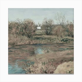 River By A Church Canvas Print