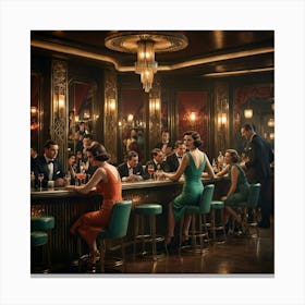 Night At The Bar Canvas Print