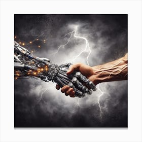 Robot And Human Handshake Concept Canvas Print
