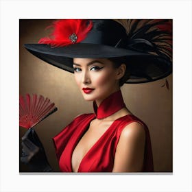 Victorian Woman In A Hat 6 Canvas Print
