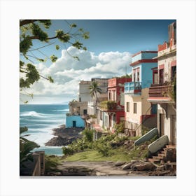 Colorful Houses On The Beach Canvas Print
