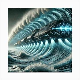 Cascade Sovereignty Scifi Aqua Bastion Tidal Waves Canvas Print