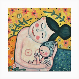 Gustav Klimt'S Motherhood Square Canvas Print