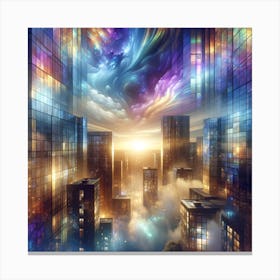 Portal Opening Above Cityscape Canvas Print