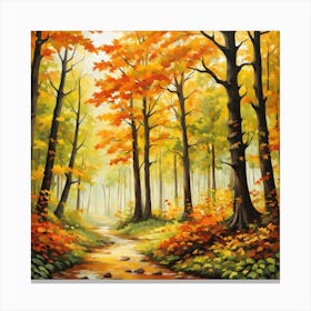 Forest In Autumn In Minimalist Style Square Composition 134 Canvas Print