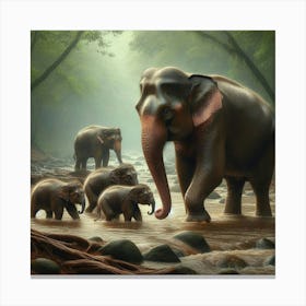 Elephants In The Forest Canvas Print