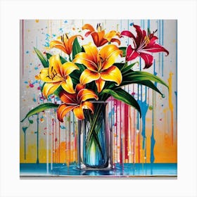 Lilies In A Vase Canvas Print