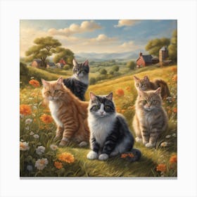 Cats In The Meadow Canvas Print