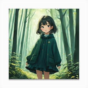 Anime Girl In The Forest 1 Canvas Print