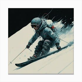 Skier In The Snow Canvas Print