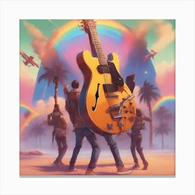 Guitar under rainbow Canvas Print