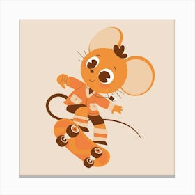 Cartoon Mouse Skateboarding Canvas Print