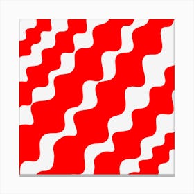 Slanting Red Wavy Pattern Canvas Print