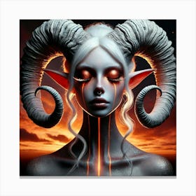 Demon Girl With Horns 8 Canvas Print