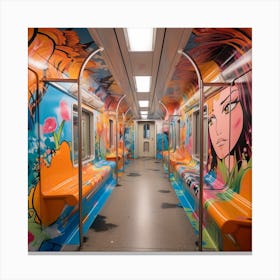 Subway Train With Graffiti Canvas Print