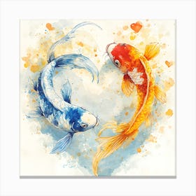 Koi Fish In Heart 8 Canvas Print