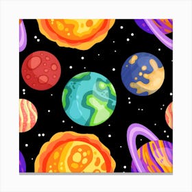 Planets Seamless Pattern Canvas Print