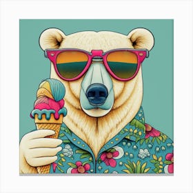 Bear With Ice Cream Canvas Print