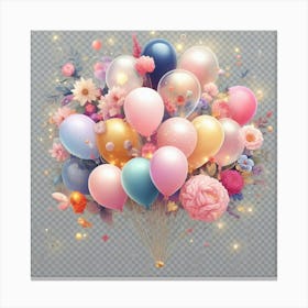 Colorful Balloons On Transparent Background 2 Canvas Print
