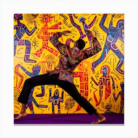 Dancer In Front Of Colorful Murals Canvas Print