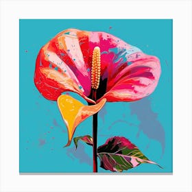 Andy Warhol Style Pop Art Flowers Flamingo Flower 3 Square Canvas Print