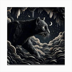 Black Panther In The Clouds Canvas Print