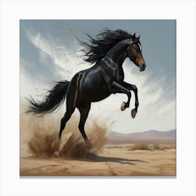 Horse Galloping In The Desert Canvas Print
