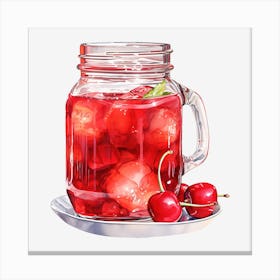 Cherry Juice In A Mason Jar 3 Canvas Print