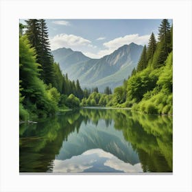 Reflection Of A River In The Mountains Canvas Print