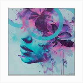 Surreal woman portrait with flowers Canvas Print