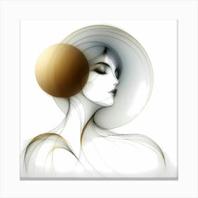 The Beauty With Hat And Sun Creative Sketch Illustration Canvas Print