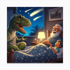 Dinosaurs In Bed Canvas Print