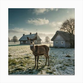 Deer In The Snow 9 Canvas Print