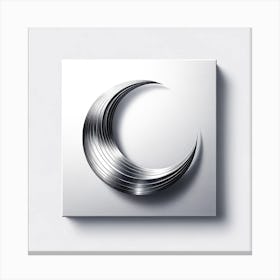 Silver Circle With A Crescent Moon Canvas Print