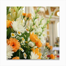 Festive Easter Decorations In A Church Traditional Canvas Print